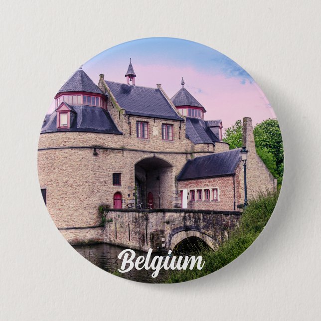 Historic city gate in Bruges Button (Front)