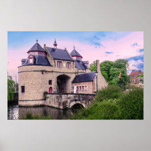 Historic city gate in Bruges Poster