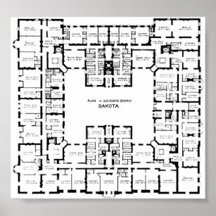 Historic Dakota Building Floor Plan Poster