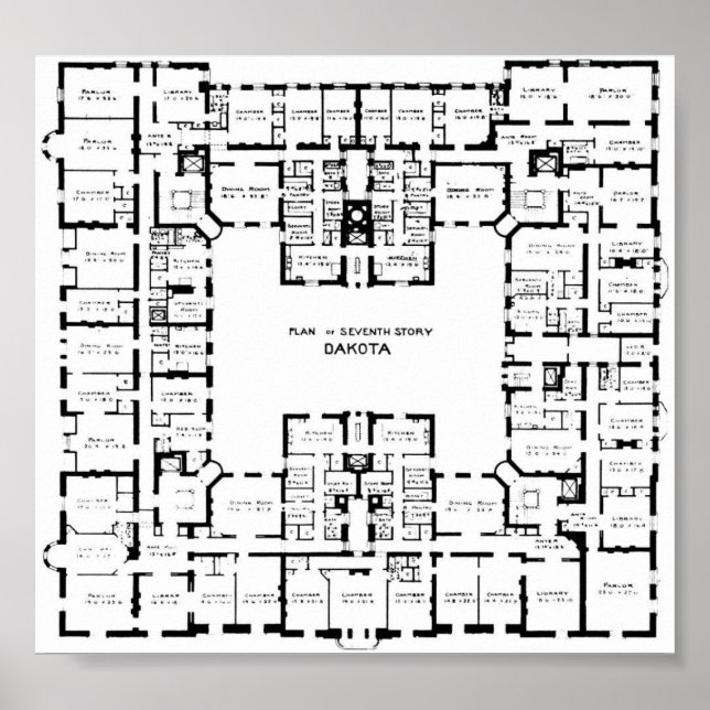 Historic Dakota Building Floor Plan Poster (Front)