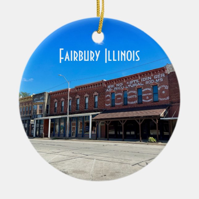 Historic Downtown Fairbury Illinois Ceramic Ornament (Front)