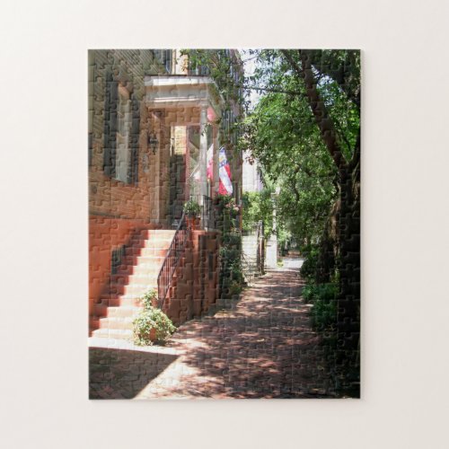 Historic Downtown Street in Savannah GA Jigsaw Puzzle