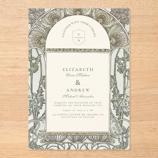 Historic Estate Garden Wedding Acrylic Invitations (Front)