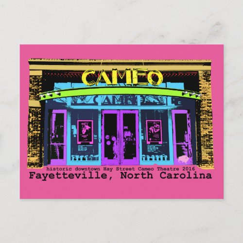 historic Fayetteville NC Cameo black type Postcard