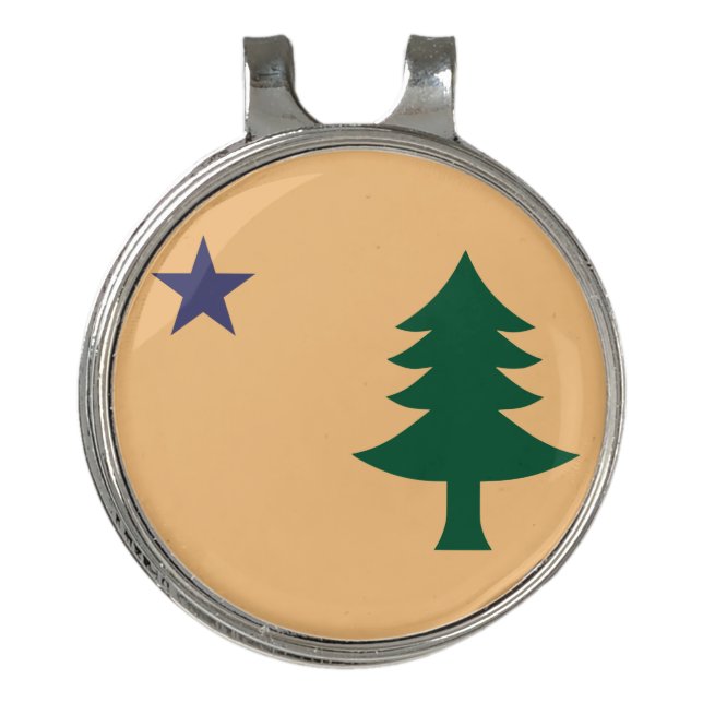 Historic Flag of Maine (1901–1909) Golf Hat Clip (Front)
