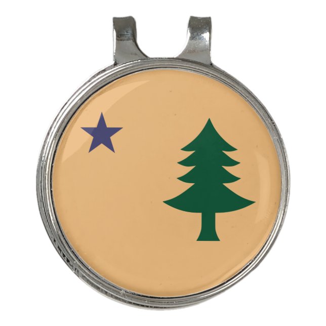 Historic Flag of Maine (1901–1909) Golf Hat Clip (Front)
