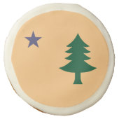 Historic Flag of Maine (1901–1909) Hockey Puck Sugar Cookie (Front)