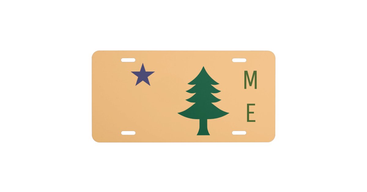 Flag Of Maine (1901-1909) Front License Plate - 6x12 Inches, Aluminum, Novelty Car Decor
