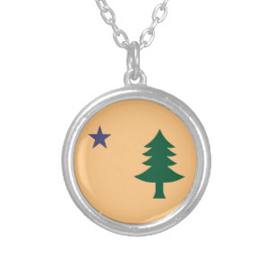 Historic Flag of Maine (1901–1909) Silver Plated Necklace