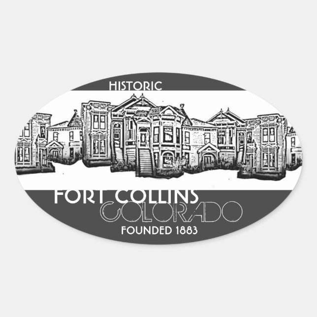Historic Fort Collins Colorado old town stickers (Front)