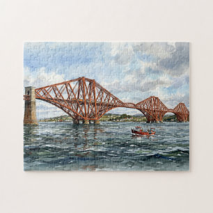 Historic Forth Rail Bridge Scotland Watercolour Jigsaw Puzzle