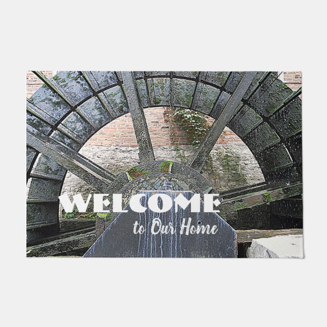 Historic Graue Mill Waterwheel Gristmill Doormat (Front)