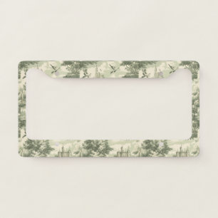 Historic Green French Scenic Toile Pattern License Plate Frame