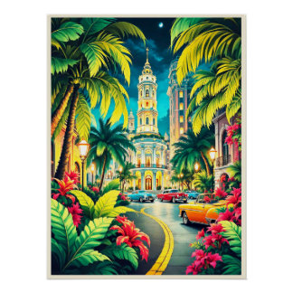 Historic Havana at Night Poster. Poster