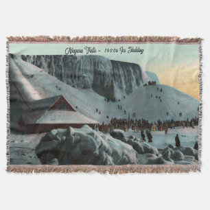 Historic Ice at Niagara Falls Throw Blanket