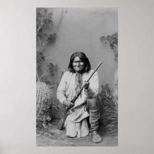 Geronimo Apache Chief Native American Vintage BW Photo Extra Large Art Poster