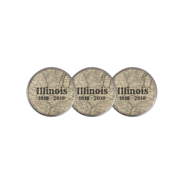Historic Illinois Bicentennial Golf Ball Marker (3 Up)