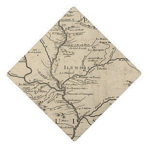 Historic Illinois Map of 1718 Graduation Cap Topper