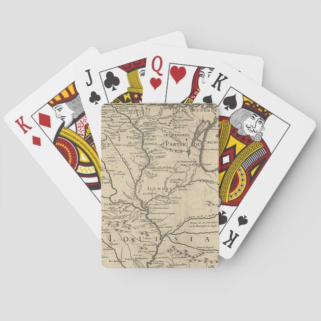 Historic Illinois Map of 1718 Poker Cards (Back)