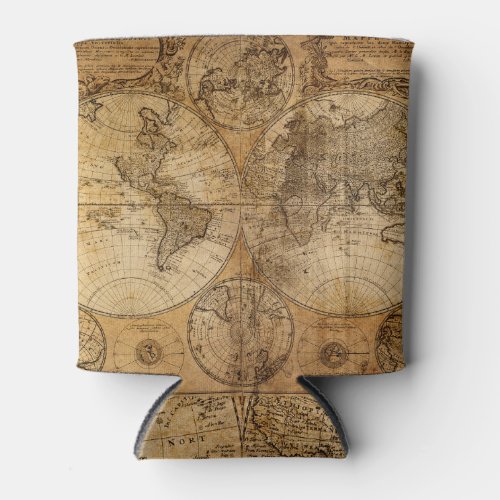 Historic Journey 1746 World Map Can Cooler