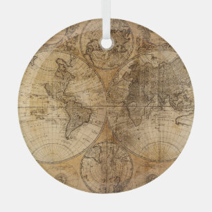 Historic Journey: 1746 World Map Glass Ornament
