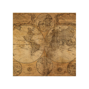 Historic Journey: 1746 World Map Wood Wall Art