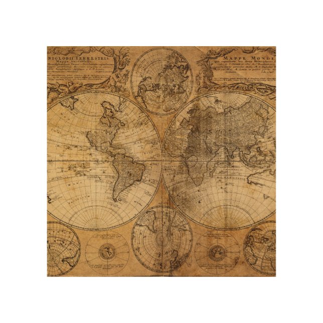 Historic Journey: 1746 World Map Wood Wall Art (Front)