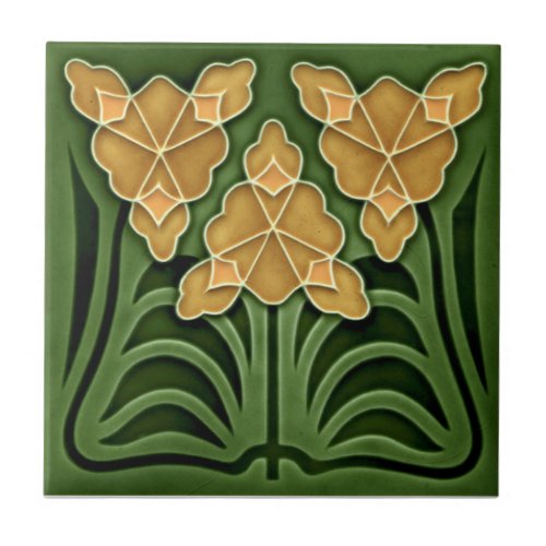 Historic Jugendstil Art Nouveau Repro Faux Relief Ceramic Tile