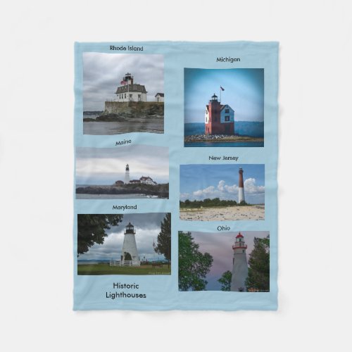 Historic Lighthouses Fleece Blanket