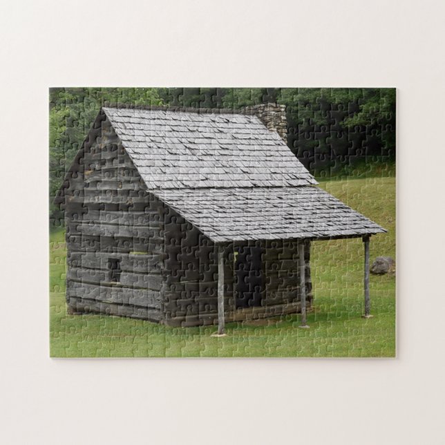 HISTORIC LOG CABIN IN THE WOODS JIGSAW PUZZLE (Horizontal)