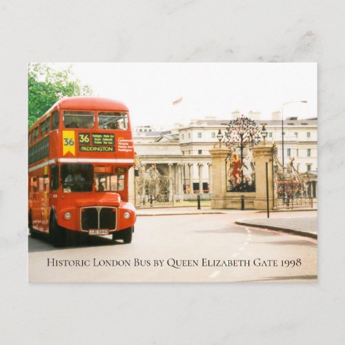 Historic London Bus by Queen Elizabeth Gate 1998 Postcard