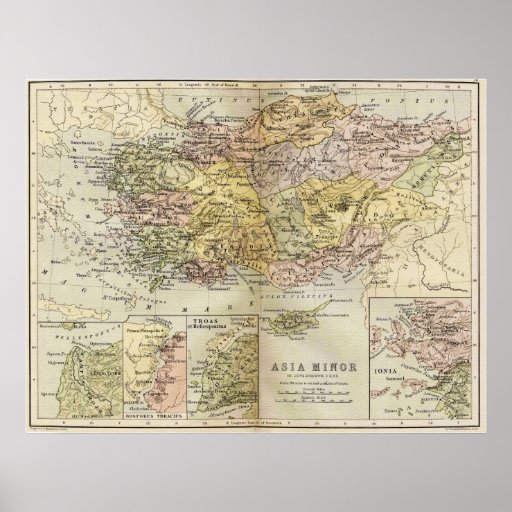 Historic Map of Ancient Asia Minor Anatolia Poster | Zazzle