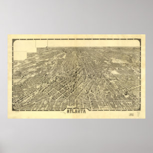 Historic Map of Atlanta, Georgia, 1919 Poster