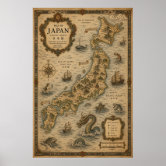 Japan/Korea: 1945 - Detailed map  Poster | Zazzle