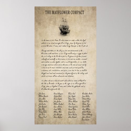 HISTORIC MAYFLOWER COMPACT  1620 POSTER