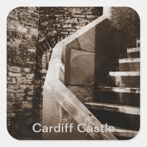 Historic Medieval Cardiff Castle Stairs Square Sticker