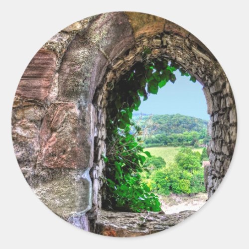 Historic Medieval Chepstow Castle Window Classic Round Sticker