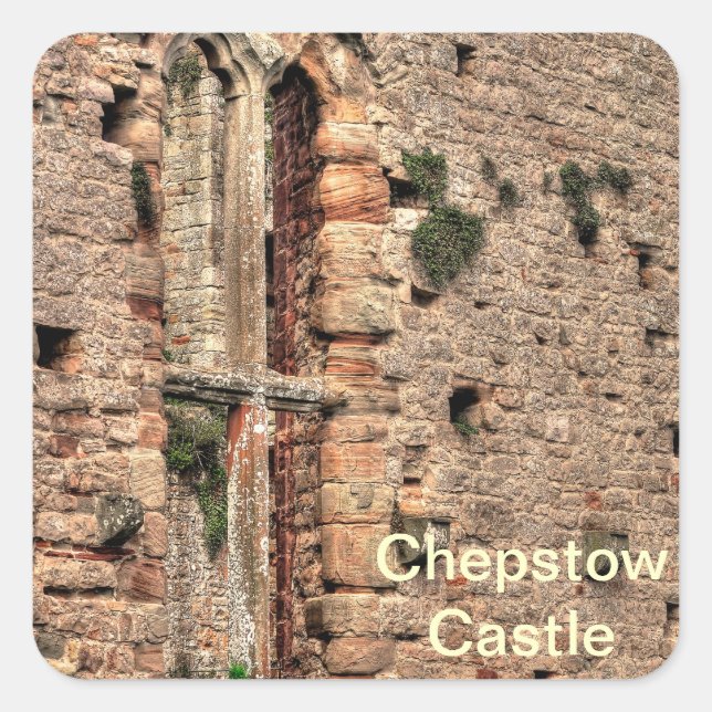 Historic Medieval Chepstow Castle Window Square Sticker (Front)
