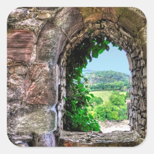 Historic Medieval Chepstow Castle Window Square Sticker