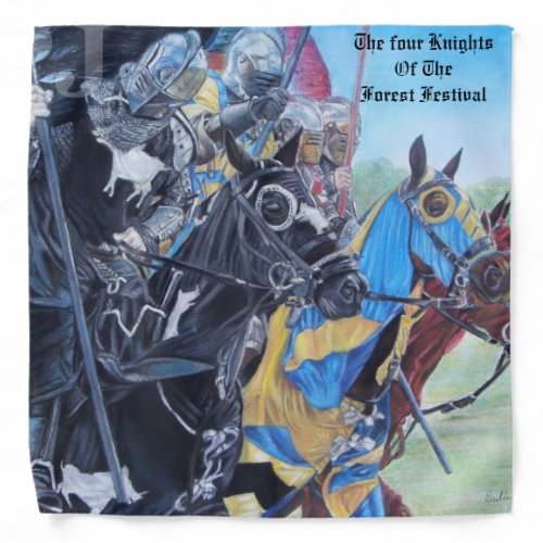 historic medieval knights jousting on horses bandana