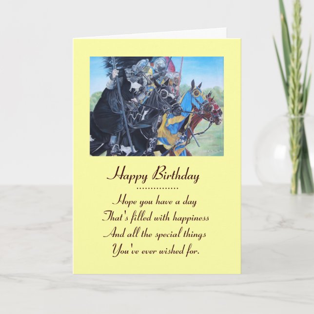 historic medieval knights jousting on horses card (Front)
