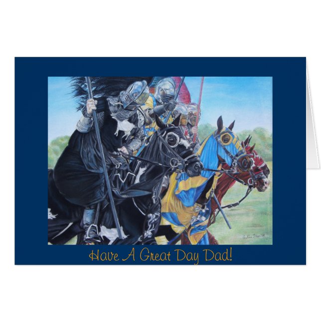 historic medieval knights jousting on horses cards (Front Horizontal)