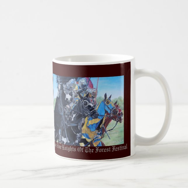 historic medieval knights jousting on horses coffee mug (Right)