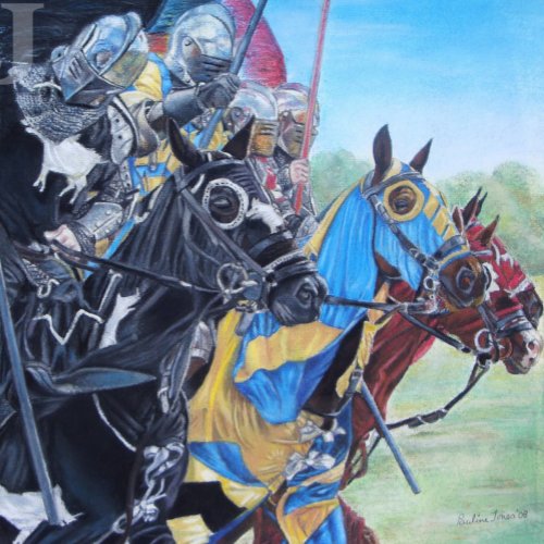historic medieval knights jousting on horses jigsaw puzzle