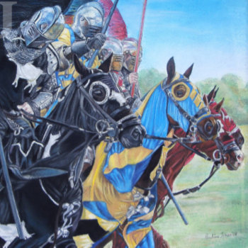 Historic Medieval Knights Jousting On Horses Latte Mug by artoriginals at Zazzle