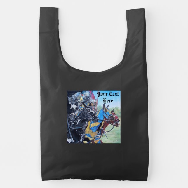 historic medieval knights jousting on horses reusable bag (Front)