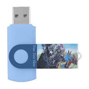 historic medieval knights jousting on horses USB flash drive