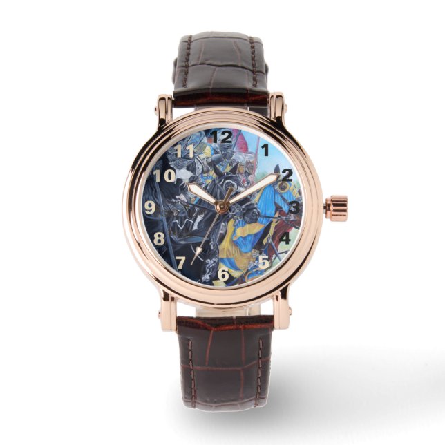 historic medieval knights jousting on horses watch (Front)