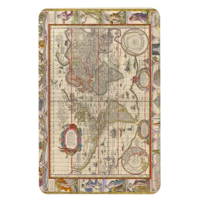 Historic Medieval World Map (by Willem Blaeu) Magnet (Vertical)