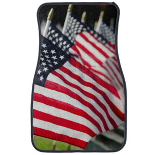 Historic military cemetery with US flags Car Mat